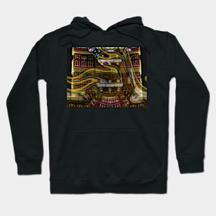 The Future Hasn't Arrived: Double Ellipse Gold and Silver Distort Hoodie